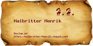 Halbritter Henrik névjegykártya